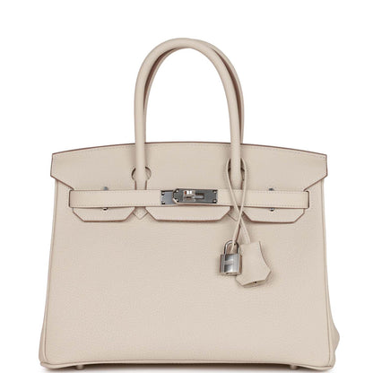 Luxury Hermes Birkin 30 Craie Togo Palladium Hardware