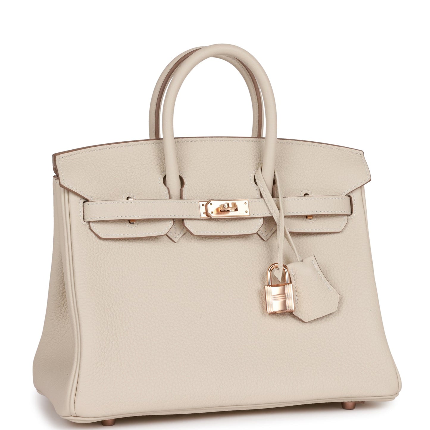 Luxury Hermes Birkin 25 Craie Togo Rose Gold Hardware