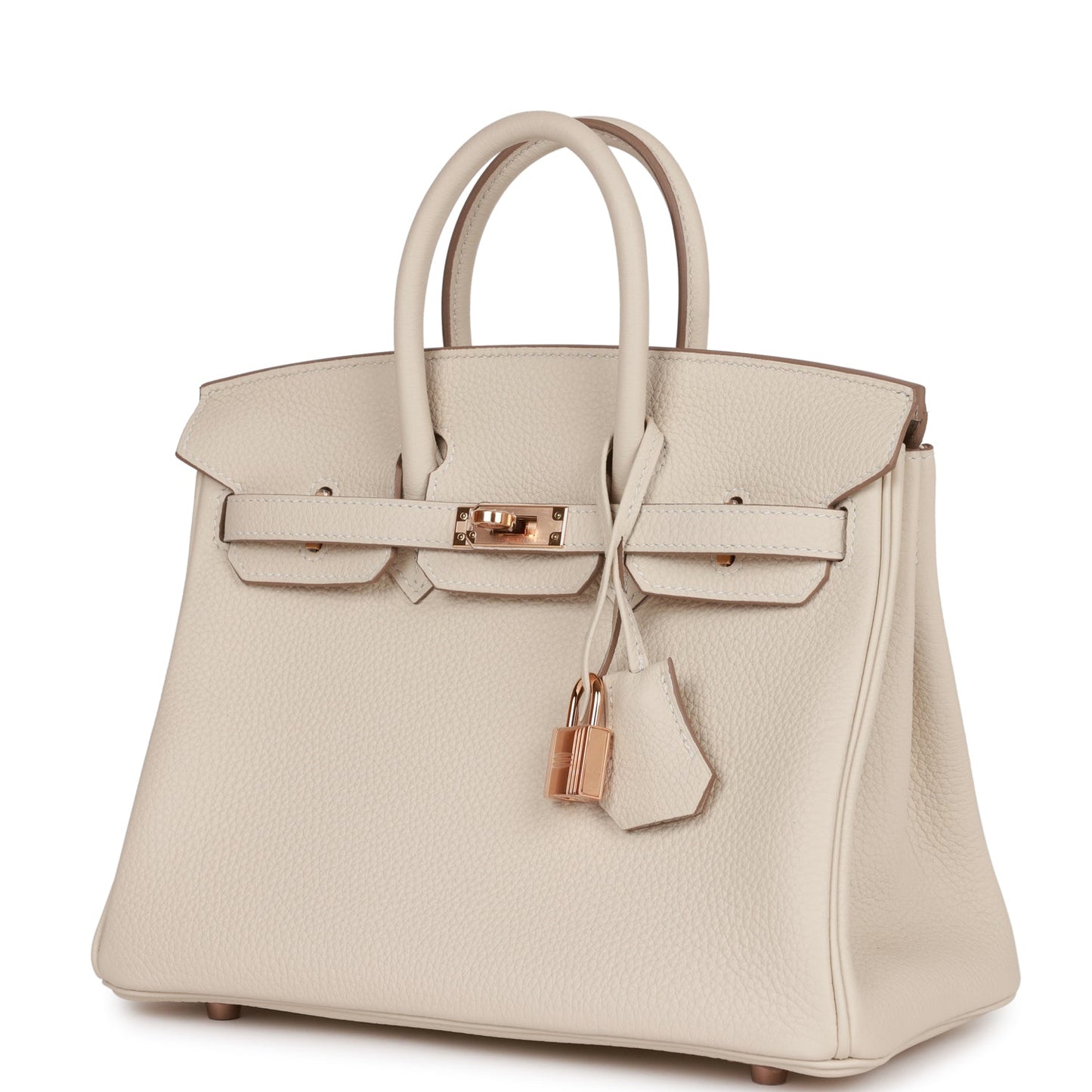 Luxury Hermes Birkin 25 Craie Togo Rose Gold Hardware