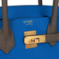 Hermes Special Order (HSS) Birkin 30 Bleu Electric and Etain Clemence Brushed Gold Hardware