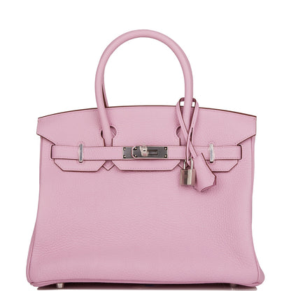 Luxury Hermes Birkin 30 Mauve Sylvestre Clemence Palladium Hardware