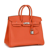 Luxury Hermes Birkin 25 Orange Togo Palladium Hardware