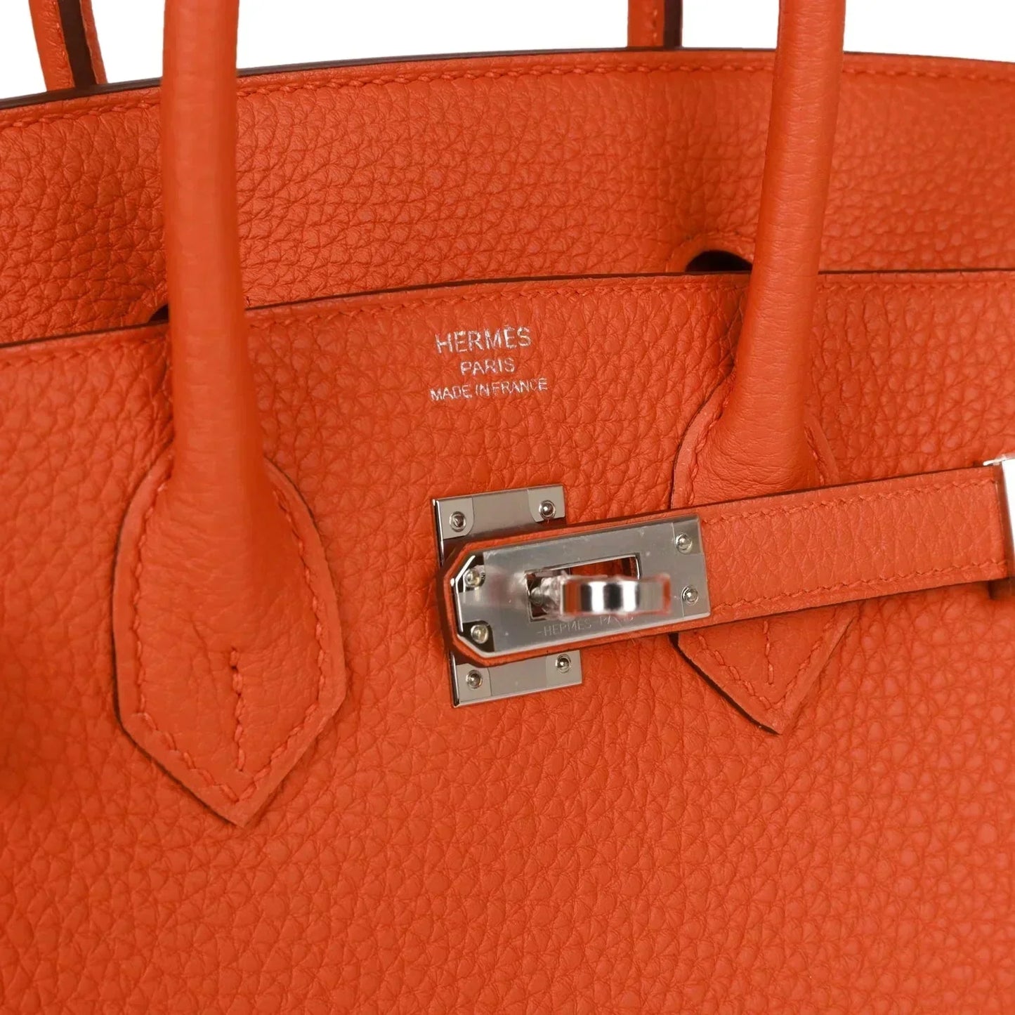 Luxury Hermes Birkin 25 Orange Togo Palladium Hardware