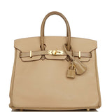 Hermes Birkin 25 Ficelle Lizard and Argyle Swift Gold Hardware