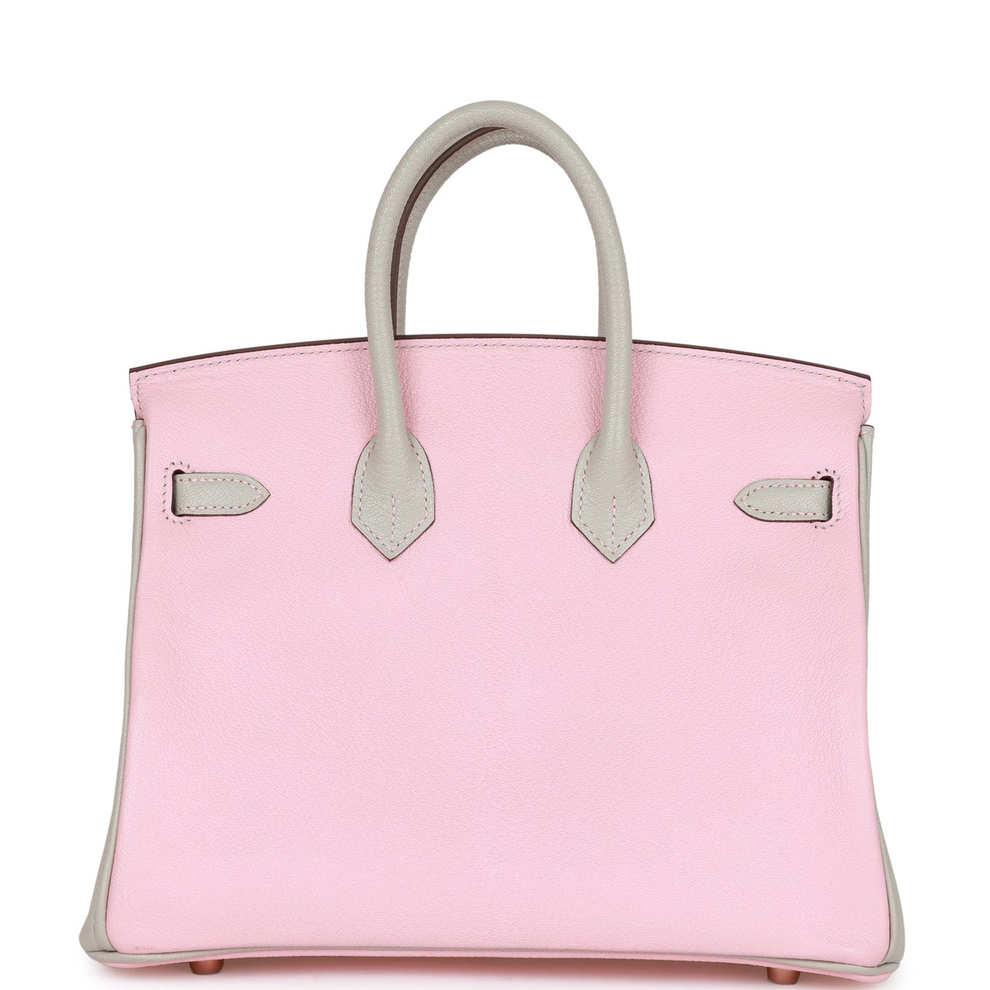Luxury Hermes Birkin 25 HSS Rose Sakura and Gris Perle Chevre Mysore Rose Gold Hardware