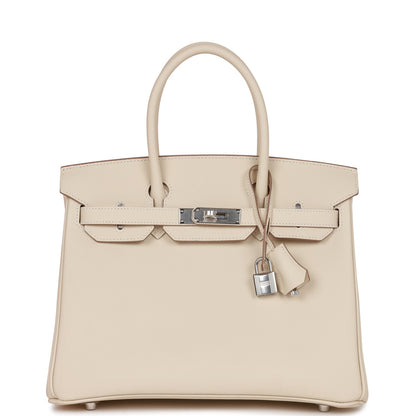 Luxury Hermes Birkin 30 Craie Epsom Palladium Hardware