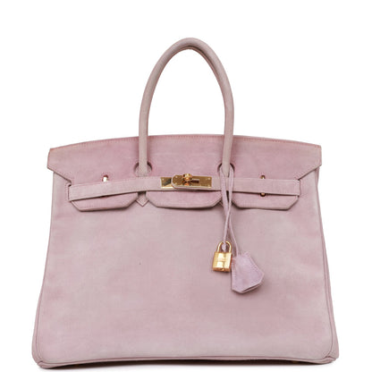 Top Quality   Hermes Birkin 35 Lilac Doblis Gold Hardware