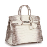 Luxury Hermes Birkin 25 Himalaya Niloticus Crocodile Palladium Hardware