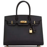 Hermes Birkin 30 Sellier Black Epsom Gold Hardware