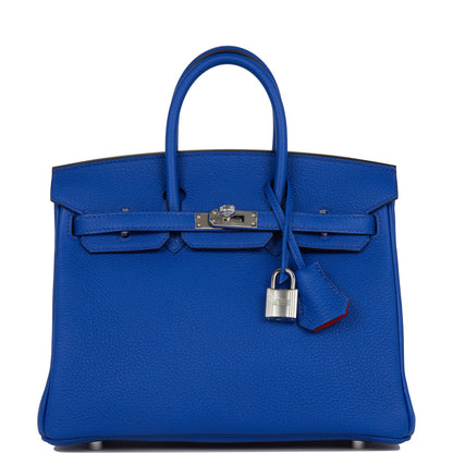 Luxury Hermes Birkin 25 Bleu Royal Verso Togo Palladium Hardware