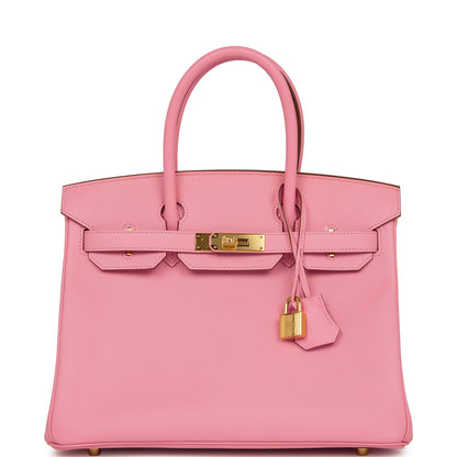 Luxury Hermes Birkin 30 Rose Confetti Epsom Gold Hardware