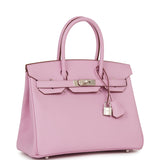 Luxury Hermes Birkin 30 Mauve Sylvestre Epsom Palladium Hardware