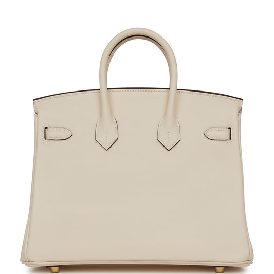 Luxury Hermes Birkin 25 Nata Swift Gold Hardware