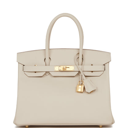 Luxury Hermes Birkin 30 Craie Epsom Gold Hardware