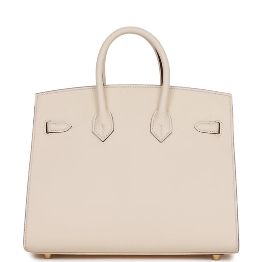 Luxury Hermes Birkin Sellier 25 Nata Epsom Gold Hardware