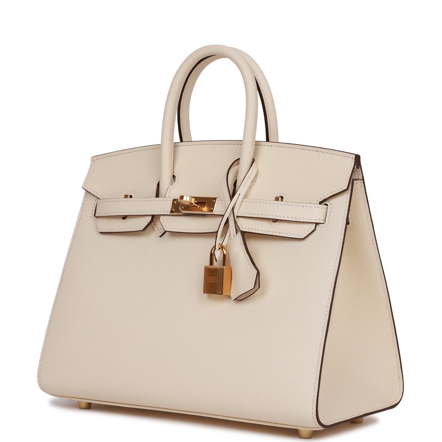 Luxury Hermes Birkin Sellier 25 Nata Epsom Gold Hardware