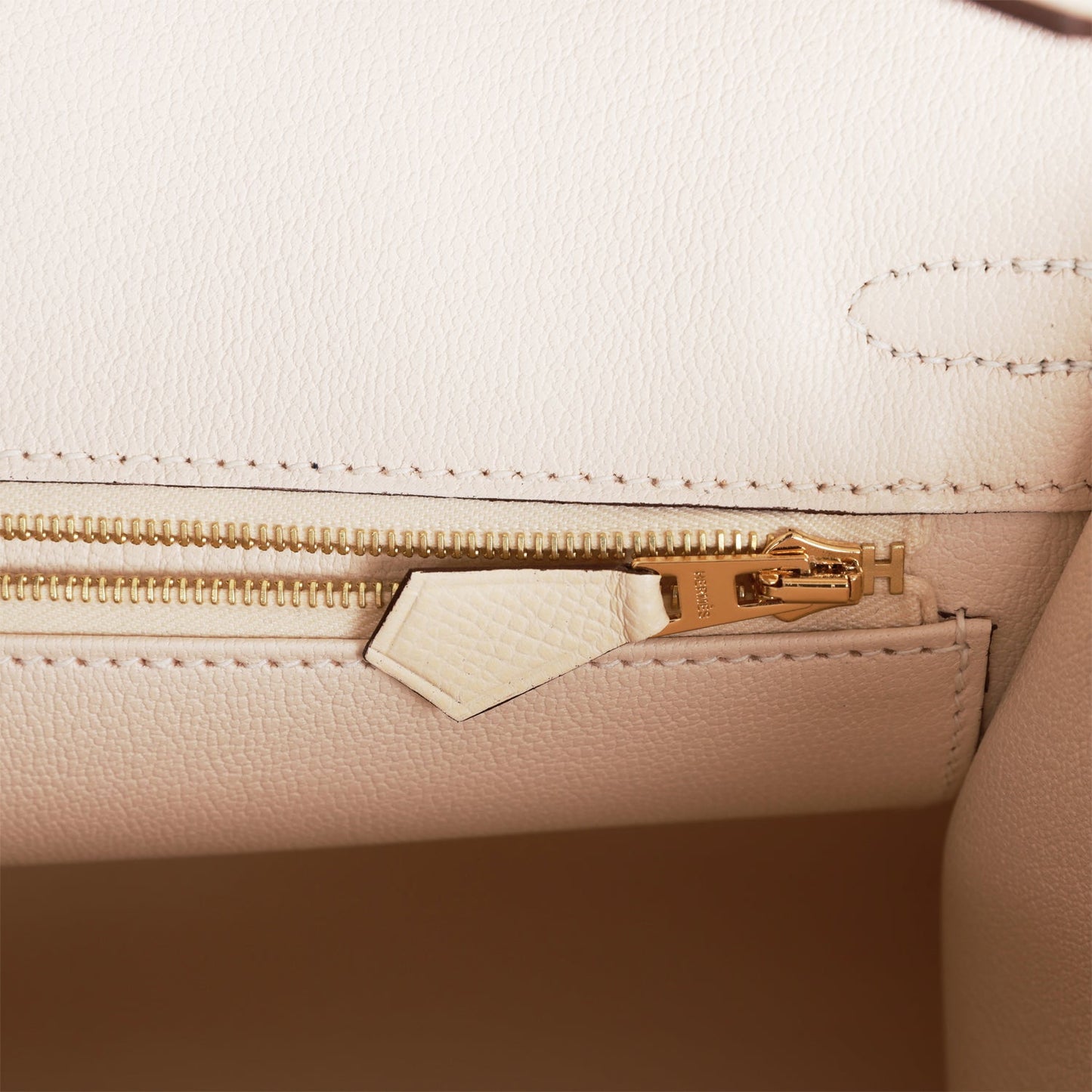 Luxury Hermes Birkin Sellier 25 Nata Epsom Gold Hardware