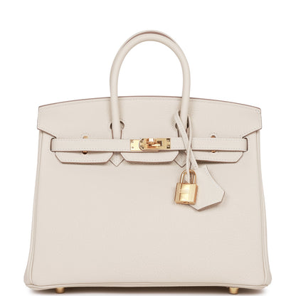 Luxury Hermes Birkin 25 Craie Togo Gold Hardware