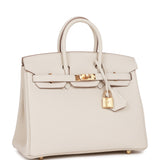 Luxury Hermes Birkin 25 Craie Togo Gold Hardware