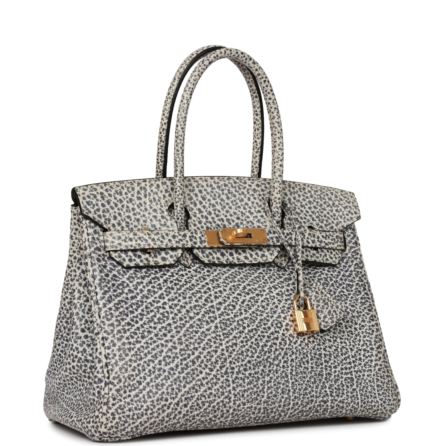 Hermes   Birkin 30 White Dalmatian Buffalo Gold Hardware