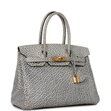 Hermes   Birkin 30 White Dalmatian Buffalo Gold Hardware