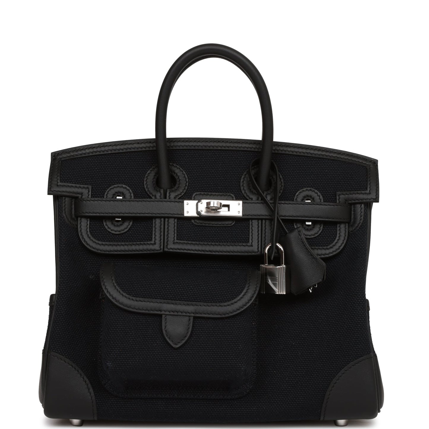 Hermes Birkin 25 Cargo Black Swift and Toile Canvas Palladium Hardware