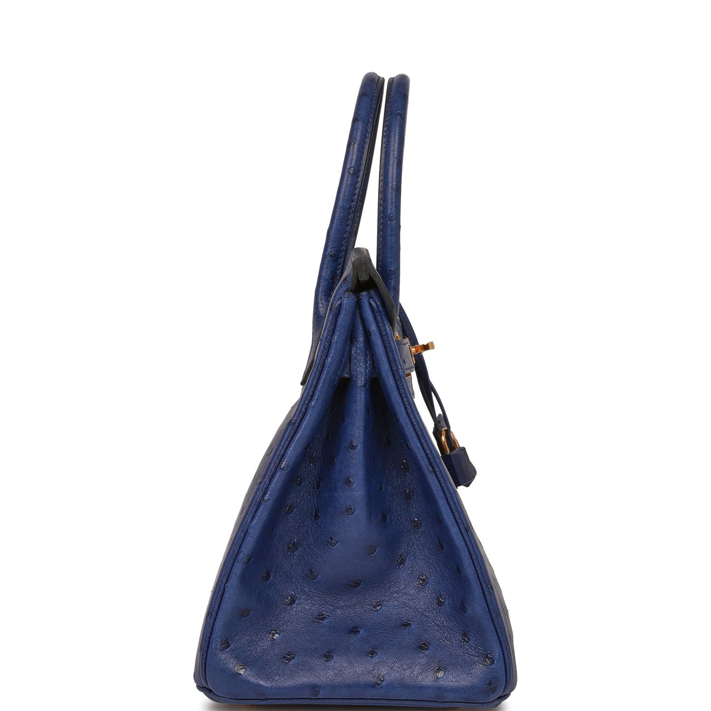Luxury Hermes Birkin 30 Bleu Saphir Ostrich Gold Hardware