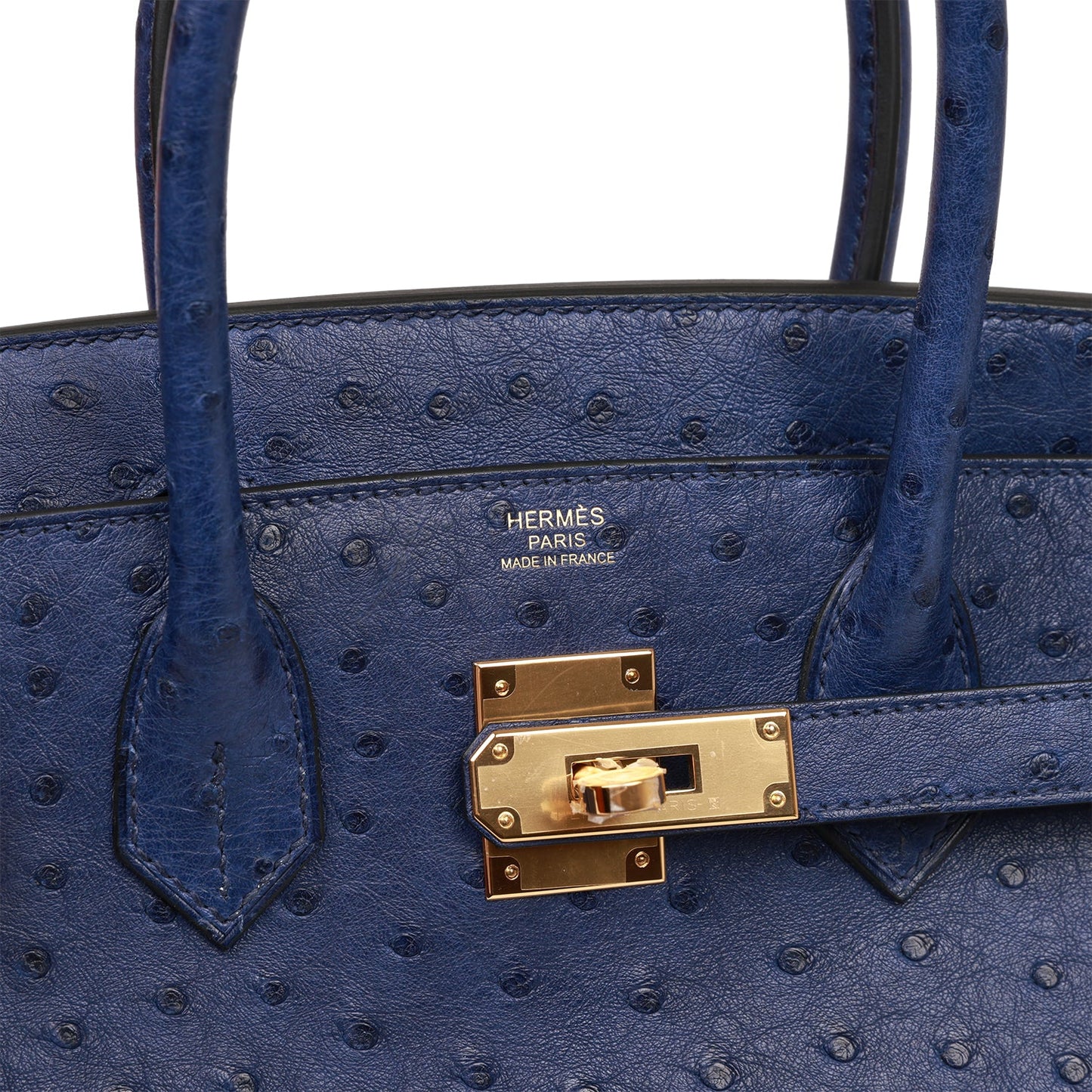 Luxury Hermes Birkin 30 Bleu Saphir Ostrich Gold Hardware