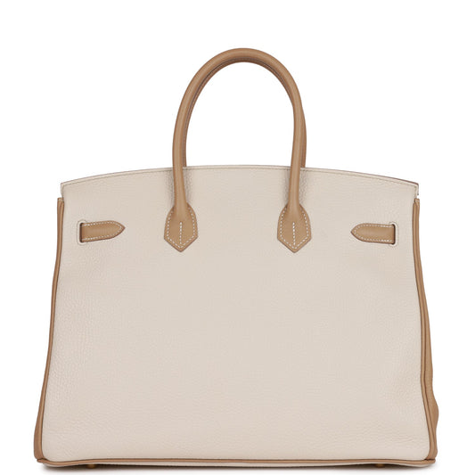 Top Quality Hermes Special Order (HSS) Birkin 35 Craie and Trench Clemence Brushed Gold Hardware