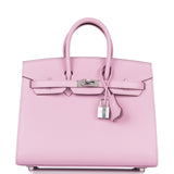 Hermes Birkin 25 Sellier Mauve Sylvestre Epsom Palladium Hardware