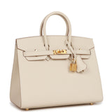 Luxury Hermes Birkin Sellier 25 Craie Epsom Gold Hardware