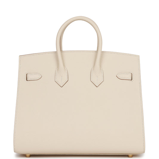 Luxury Hermes Birkin Sellier 25 Craie Epsom Gold Hardware