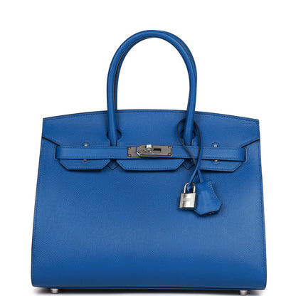Luxury Hermes Birkin Sellier 30 Bleu France Epsom Palladium Hardware