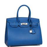 Luxury Hermes Birkin Sellier 30 Bleu France Epsom Palladium Hardware