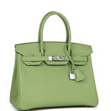 Luxury Hermes Birkin 30 Vert Criquet Epsom Palladium Hardware
