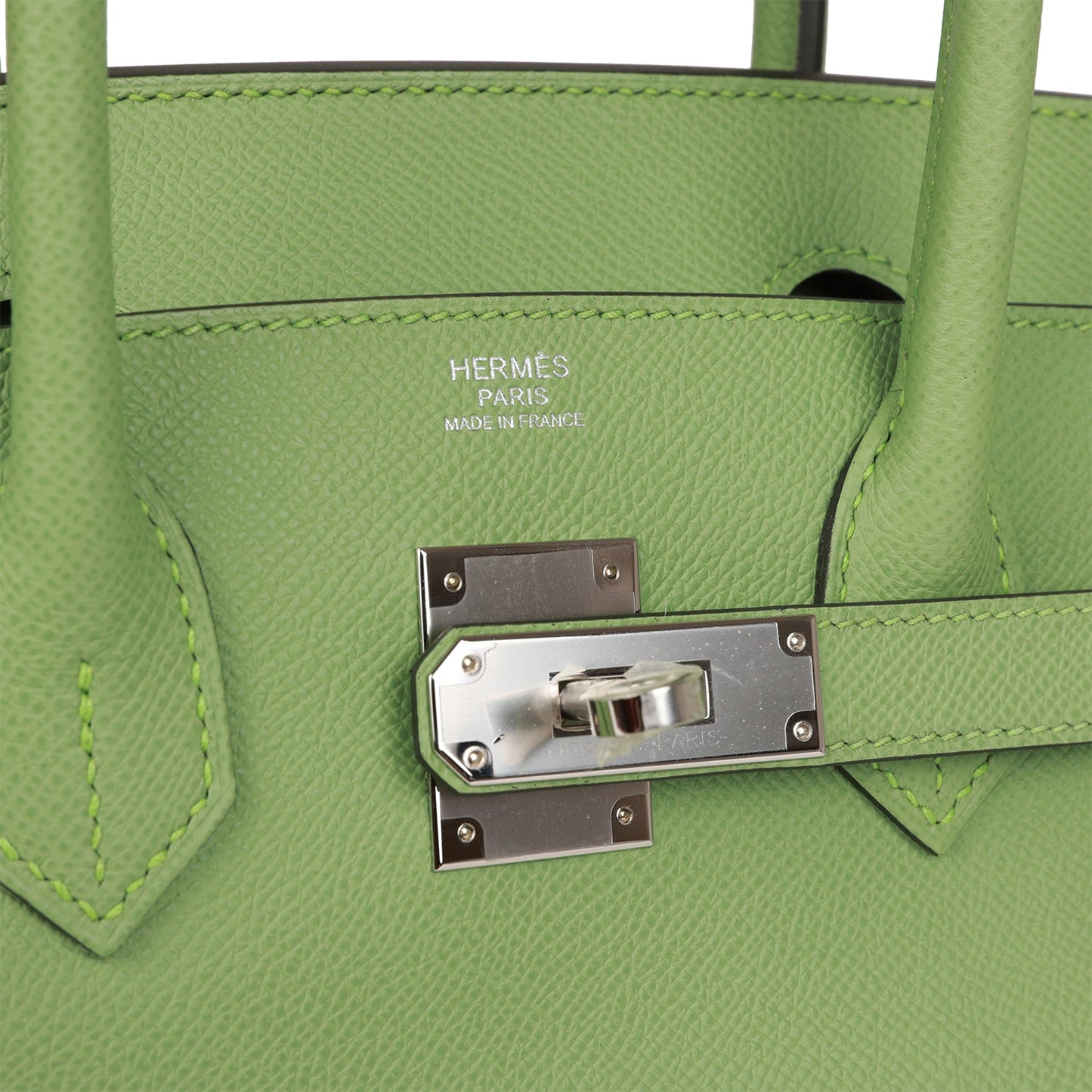 Luxury Hermes Birkin 30 Vert Criquet Epsom Palladium Hardware