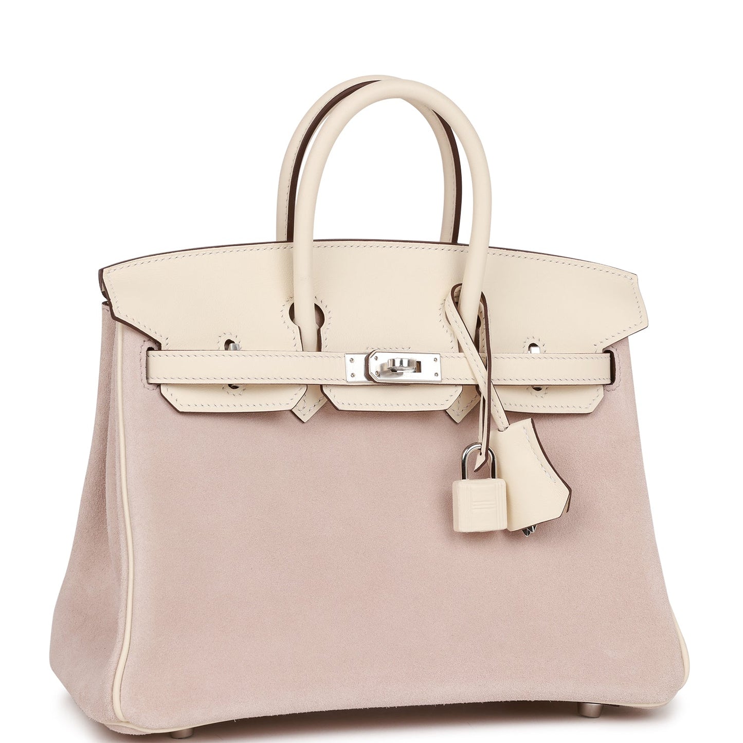 Luxury Hermes Birkin 25 Glycine Grizzly and Nata Swift Palladium Hardware