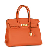 Luxury Hermes Birkin 30 Orange Clemence Gold Hardware