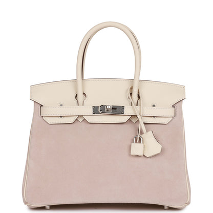 Luxury Hermes Birkin 30 Glycine Grizzly and Nata Swift Palladium Hardware