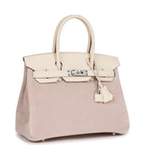 Luxury Hermes Birkin 30 Glycine Grizzly and Nata Swift Palladium Hardware