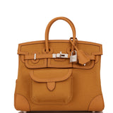 Hermes Birkin 25 Cargo Desert/Sesame Swift and Toile Canvas Palladium Hardware