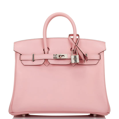 Luxury Hermes Birkin 25 Rose Sakura Jonathan Palladium Hardware