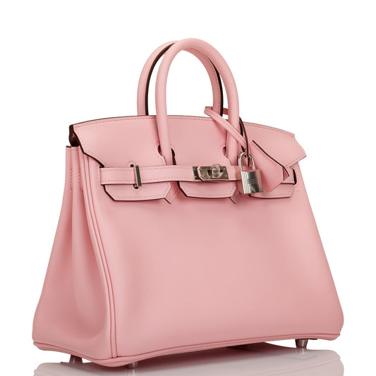 Luxury Hermes Birkin 25 Rose Sakura Jonathan Palladium Hardware