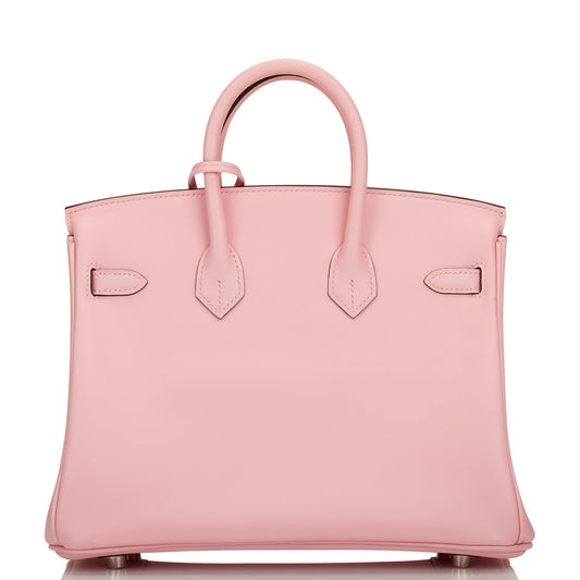 Luxury Hermes Birkin 25 Rose Sakura Jonathan Palladium Hardware