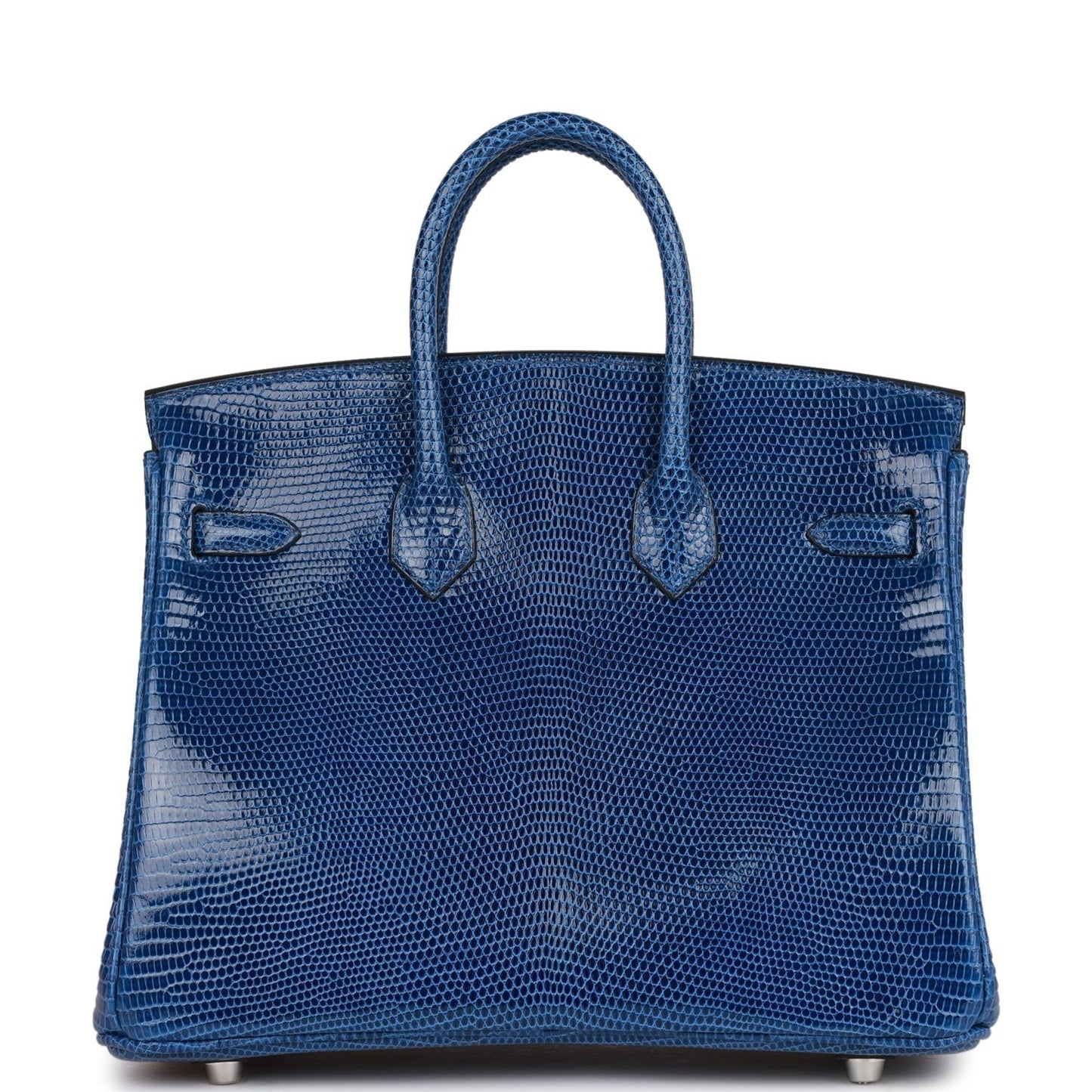 Luxury Hermes Birkin 25 Bleu Saphir Lizard Palladium Hardware