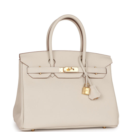 Luxury Hermes Birkin 30 Craie Togo Gold Hardware