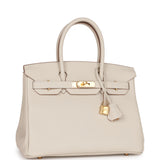 Luxury Hermes Birkin 30 Craie Togo Gold Hardware