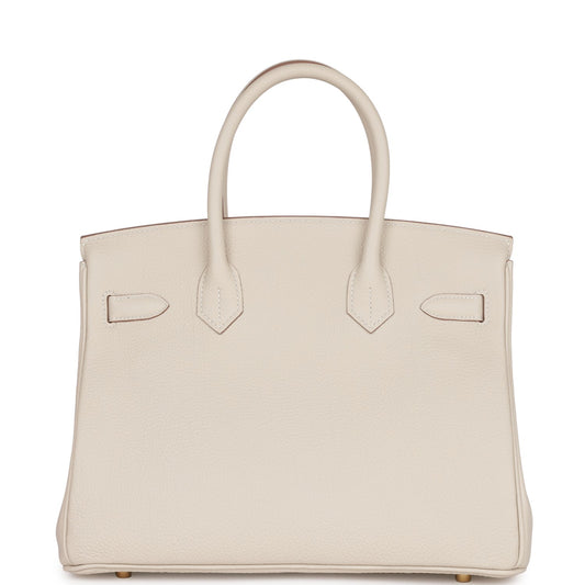 Luxury Hermes Birkin 30 Craie Togo Gold Hardware