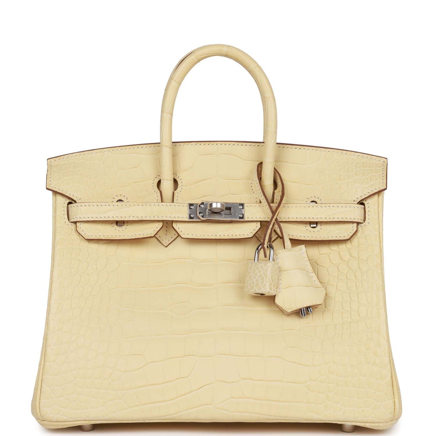 Luxury Hermes Birkin 25 Vanille Matte Alligator Palladium Hardware