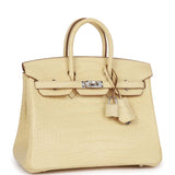 Luxury Hermes Birkin 25 Vanille Matte Alligator Palladium Hardware